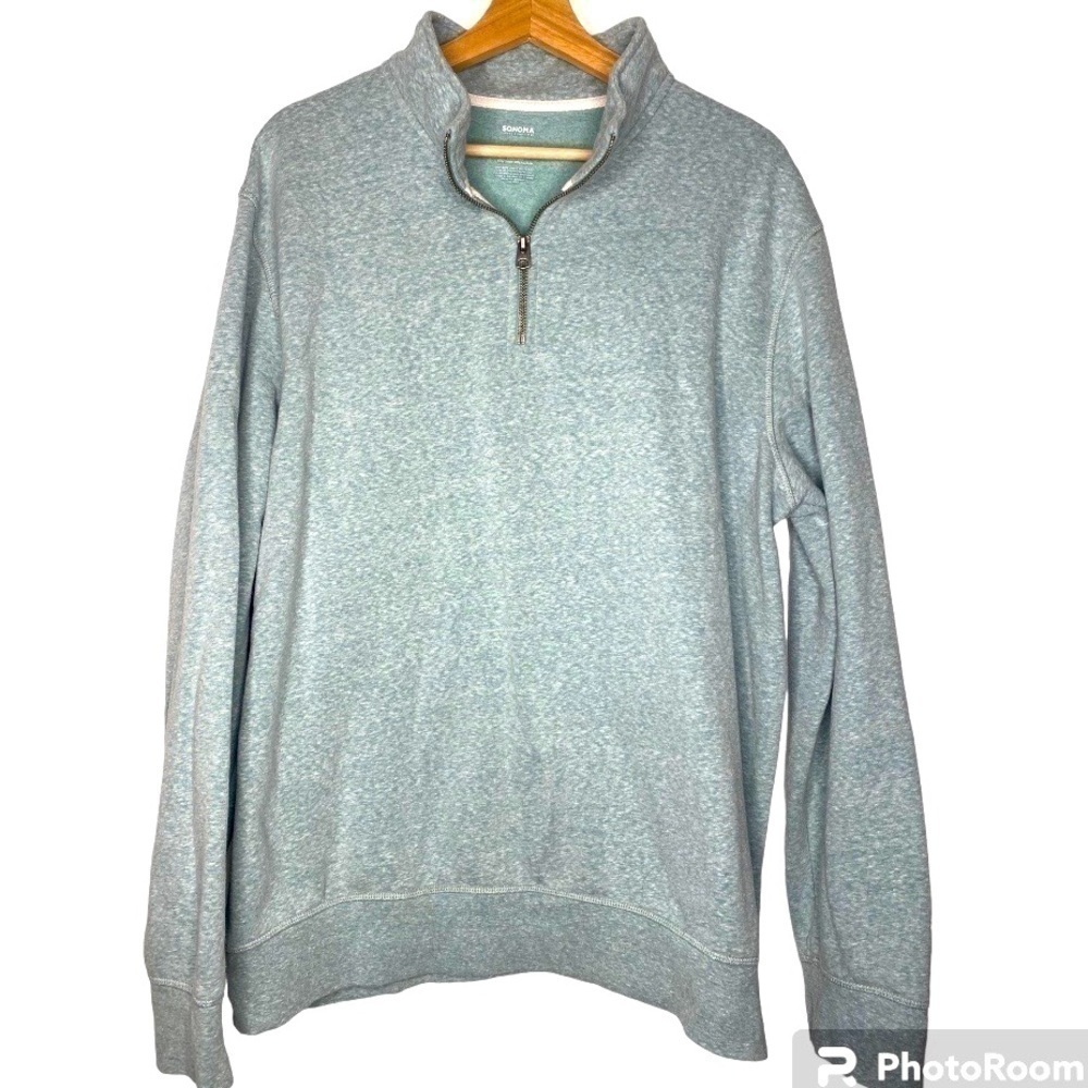 SONOMA MENS BABY BLUE 3/4 ZIP FRONT SWEATER SIZE XXL
